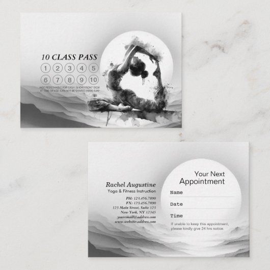 Yoga Reiki One-Legged King Pigeon Pose Class Pass Klantenkaartje (Voorkant / Achterkant)
