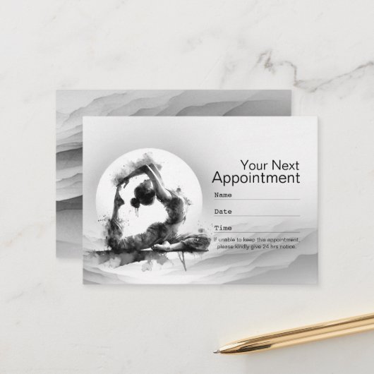 Yoga Reiki One-Legged King Pigeon Pose Waterverf Afsprakenkaartje (Voorkant / Achterkant in situ)