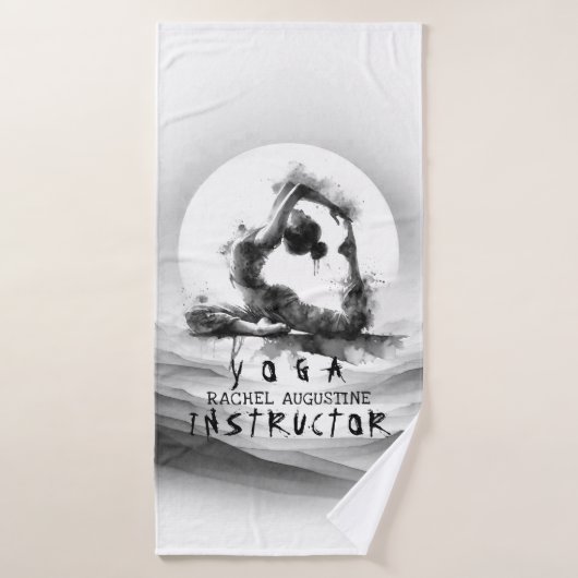 Yoga Reiki One-Legged King Pigeon Pose Waterverf Bad Handdoek (Badhanddoek)