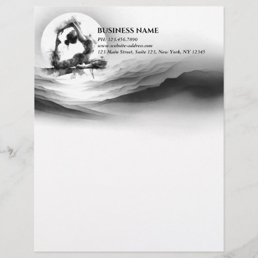 Yoga Reiki One-Legged King Pigeon Pose Waterverf Briefhoofd (Voorkant)