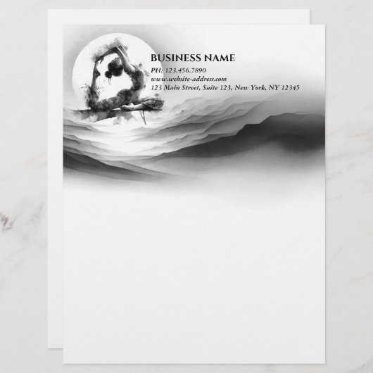 Yoga Reiki One-Legged King Pigeon Pose Waterverf Briefhoofd (Voorkant / Achterkant)