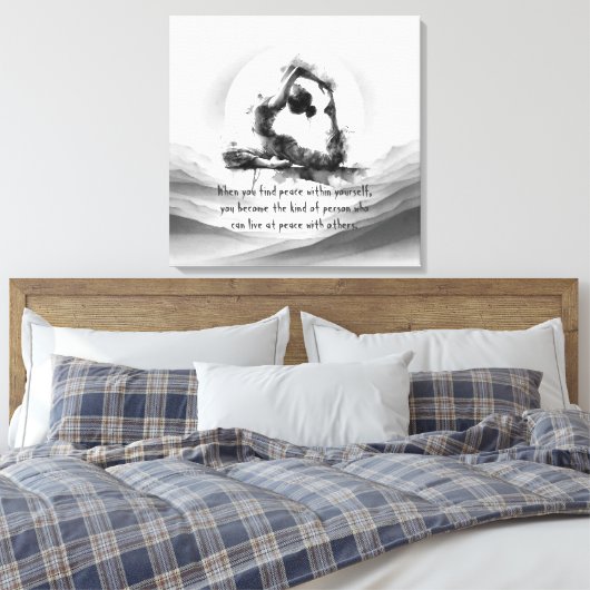 Yoga Reiki One-Legged King Pigeon Pose Waterverf Canvas Afdruk (Insitu (Slaapkamer))