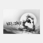 Yoga Reiki One-Legged King Pigeon Pose Waterverf Deurmat (Voorkant)