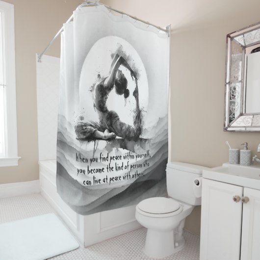 Yoga Reiki One-Legged King Pigeon Pose Waterverf Douchegordijn (In situ)