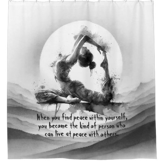 Yoga Reiki One-Legged King Pigeon Pose Waterverf Douchegordijn (Voorkant)