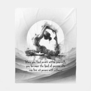 Yoga Reiki One-Legged King Pigeon Pose Waterverf Fleece Deken