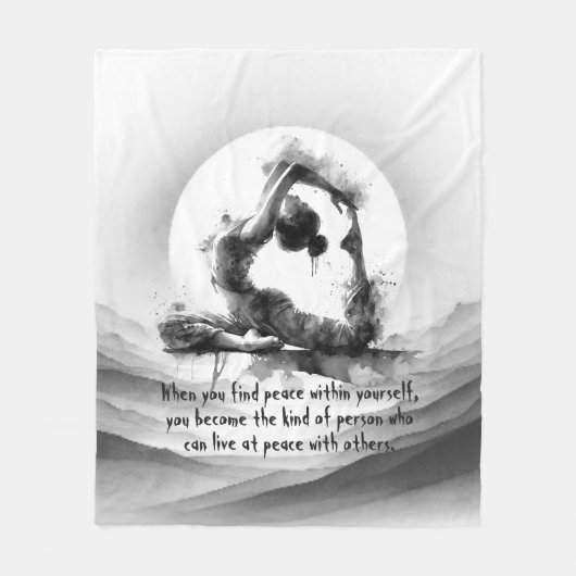 Yoga Reiki One-Legged King Pigeon Pose Waterverf Fleece Deken (Voorkant)