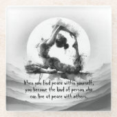 Yoga Reiki One-Legged King Pigeon Pose Waterverf Glazen Onderzetter (Voorkant)