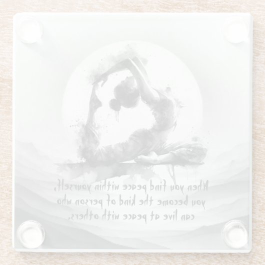 Yoga Reiki One-Legged King Pigeon Pose Waterverf Glazen Onderzetter (Achterkant)