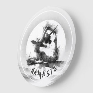 Yoga Reiki One-Legged King Pigeon Pose Waterverf Grote Klok