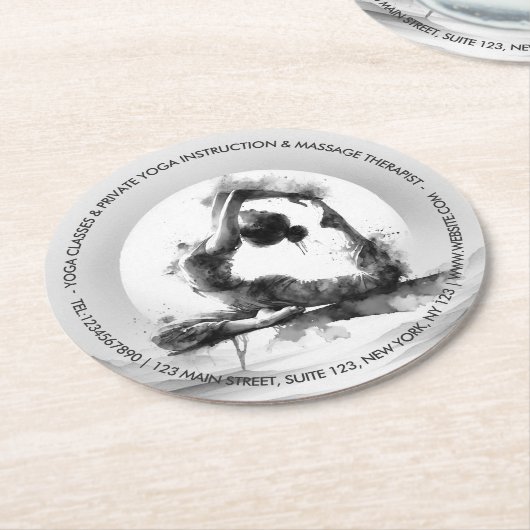 Yoga Reiki One-Legged King Pigeon Pose Waterverf Ronde Kartonnen Onderzetter (Gebogen)