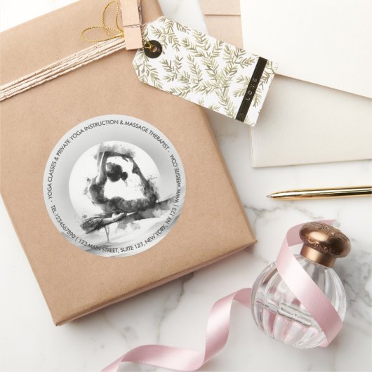 Yoga Reiki One-Legged King Pigeon Pose Waterverf Ronde Sticker (Geschenken)