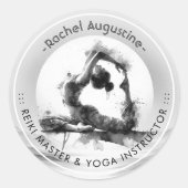 Yoga Reiki One-Legged King Pigeon Pose Waterverf Ronde Sticker (Voorkant)