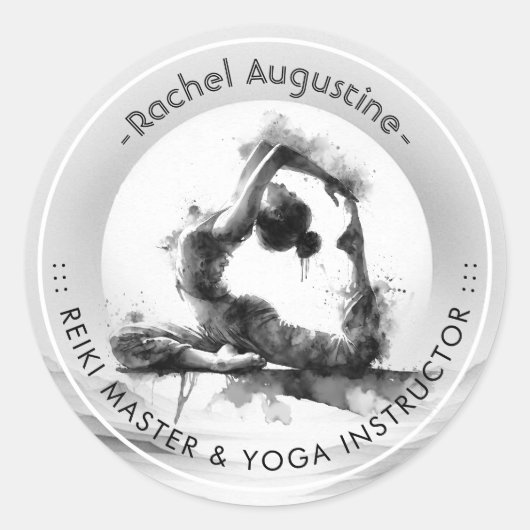 Yoga Reiki One-Legged King Pigeon Pose Waterverf Ronde Sticker (Voorkant)