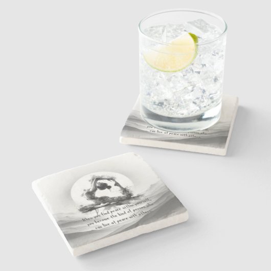 Yoga Reiki One-Legged King Pigeon Pose Waterverf Stenen Onderzetter (Zijkant)