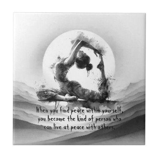 Yoga Reiki One-Legged King Pigeon Pose Waterverf Tegeltje (Voorkant)