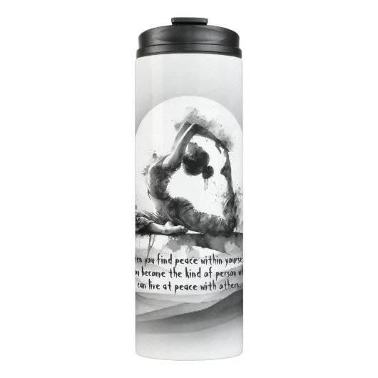 Yoga Reiki One-Legged King Pigeon Pose Waterverf Thermosbeker (Voorkant)