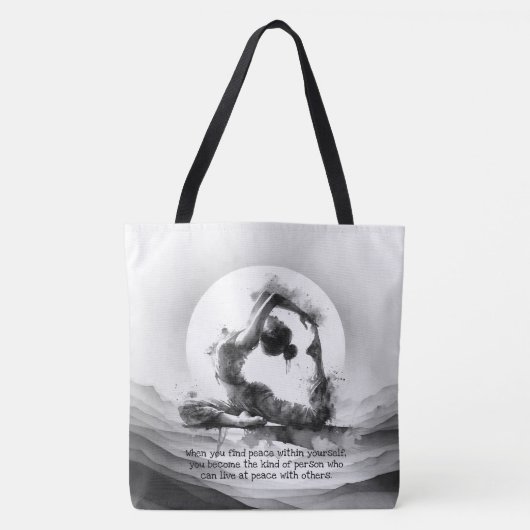 Yoga Reiki One-Legged King Pigeon Pose Waterverf Tote Bag (Voorkant)
