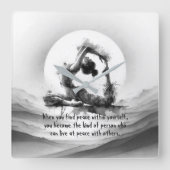 Yoga Reiki One-Legged King Pigeon Pose Waterverf Vierkante Klok (Voorkant)