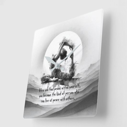 Yoga Reiki One-Legged King Pigeon Pose Waterverf Vierkante Klok (Hoek)