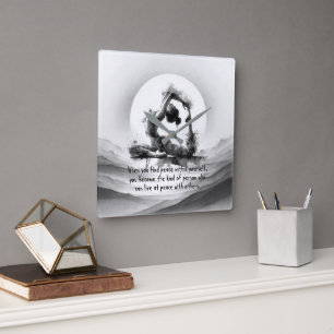 Yoga Reiki One-Legged King Pigeon Pose Waterverf Vierkante Klok