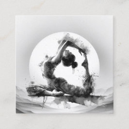 Yoga Reiki One-Legged King Pigeon Pose Waterverf Vierkante Visitekaartje