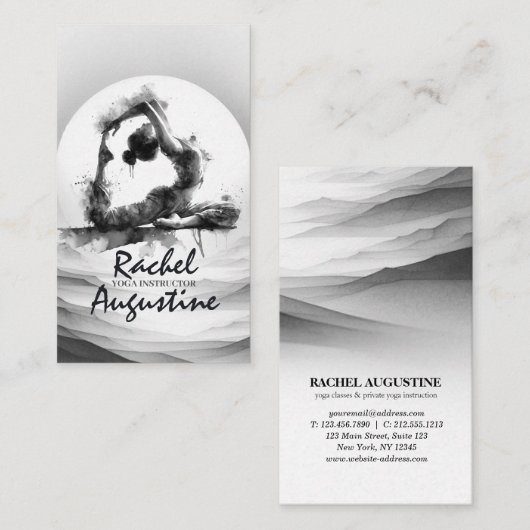 Yoga Reiki One-Legged King Pigeon Pose Waterverf Visitekaartje (Voorkant / Achterkant)