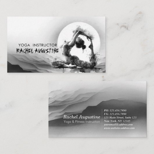 Yoga Reiki One-Legged King Pigeon Pose Waterverf Visitekaartje (Voorkant / Achterkant)