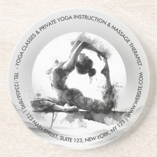 Yoga Reiki One-Legged King Pigeon Pose Waterverf Zandsteen Onderzetter (Voorkant)