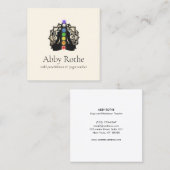 Yoga Reiki Practitioner met Chakras Lotus Vierkante Visitekaartje (Voorkant / Achterkant)