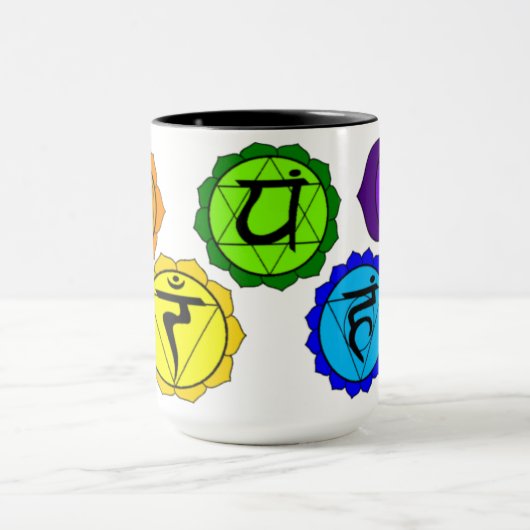 YOGA REIKI SEVEN CHAKRA SYMBOLS ETIKETTERDE MOKKEN (Midden)