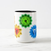 YOGA REIKI SEVEN CHAKRAS SYMBOLS 15OZ TWEE-TONE MO TWEEKLEURIGE KOFFIEMOK (Center)