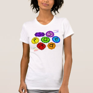 YOGA REIKI SEVEN CHAKRAS SYMBOLS ETIKETTERDE T-SHI T-SHIRT