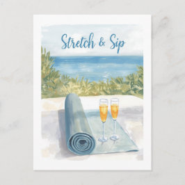 Yoga Rekken en Slurpen met oceaan achtergrond Briefkaart