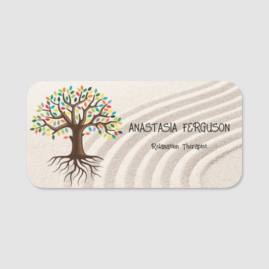 Yoga Relaxation Tree of Life Simple Logo Naamplaatje (Voorkant)