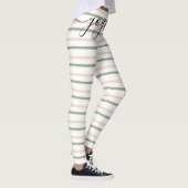 Yoga Roze en Groene Strepen Ademen Leggings (Rechts)