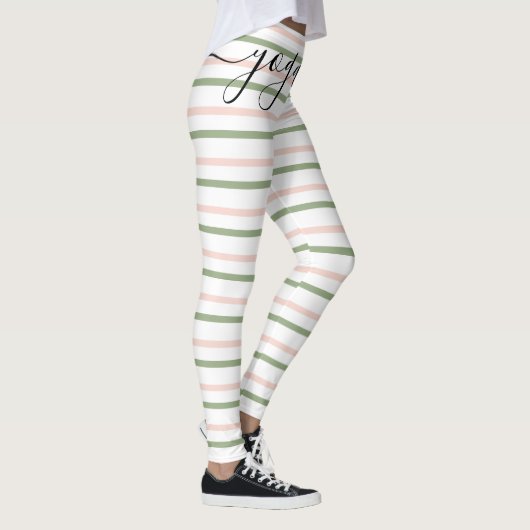 Yoga Roze en Groene Strepen Ademen Leggings (Rechts)
