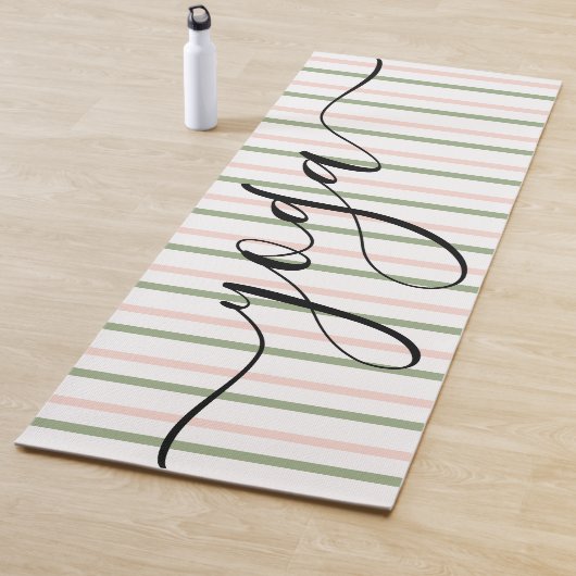 Yoga Roze en Groene Strepen Ademen Yogamat (In situ)