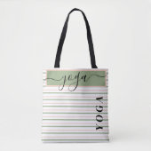 Yoga roze en groene strepen tote bag (Voorkant)