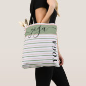 Yoga roze en groene strepen tote bag (Dichtbij)