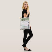 Yoga roze en groene strepen tote bag (Op model)