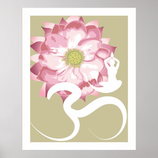 Yoga & Roze Lotus Flower White om Spiritueel Poste Poster (Voorkant)