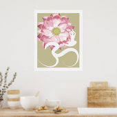 Yoga & Roze Lotus Flower White om Spiritueel Poste Poster (Keuken)