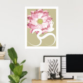 Yoga & Roze Lotus Flower White om Spiritueel Poste Poster (Thuiskantoor)