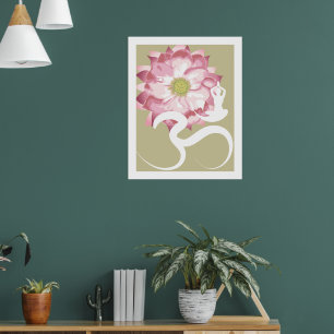 Yoga & Roze Lotus Flower White om Spiritueel Poste Poster
