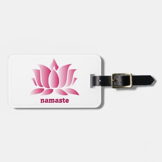 Yoga roze lotus namaste bagagelabel (Voorkant horizontaal)