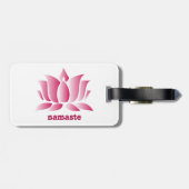 Yoga roze lotus namaste bagagelabel (Achterkant horizontaal)