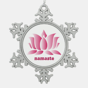 yoga roze lotus namaste tin sneeuwvlok ornament