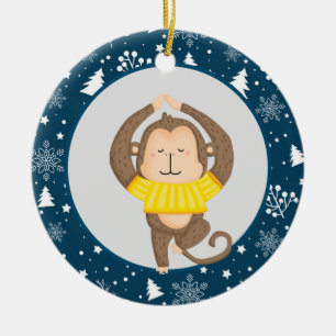 Yoga Santa Favoriete Aap Instructeur Kerstmis Keramisch Ornament