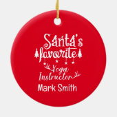 Yoga Santa Favoriete Aap Instructeur Kerstmis Keramisch Ornament (Achterkant)